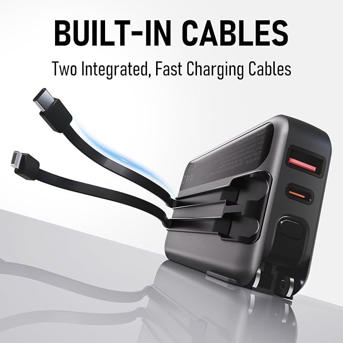 Portable Charger with Wall Plug, 20000mAh Power Bank 22.5W Fast Charging, Built-in Lightning & Type-C Cables for iPhone Samsung Android, 4-in-1 Travel Charger - Image 5
