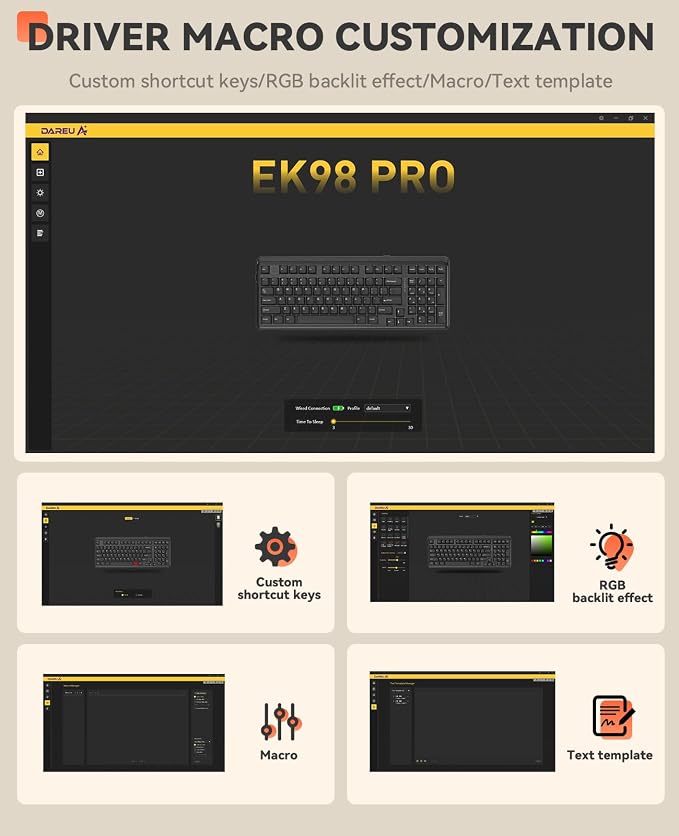 DAREU EK98pro Wireless Mechanical Keyboard,Tri-Mode BT/2.4GHz/USB-C Creamy Gaming Keyboard with Number Pad,Pre-lubed Linear Switches,Gasket Structure,Hot Swappable Custom,RGB Backlit for Win/Mac - Image 8