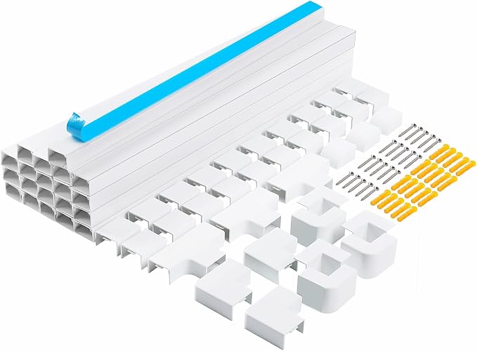 Cord Hider, RAZCC 315 Inch Cable Cover Raceway Kit for Cable Management, Wire Covers for Cords, Cord Covers for Wires on Wall, Simple and Easy Installation, 20 Pack Wire Hider, White by RAZCC