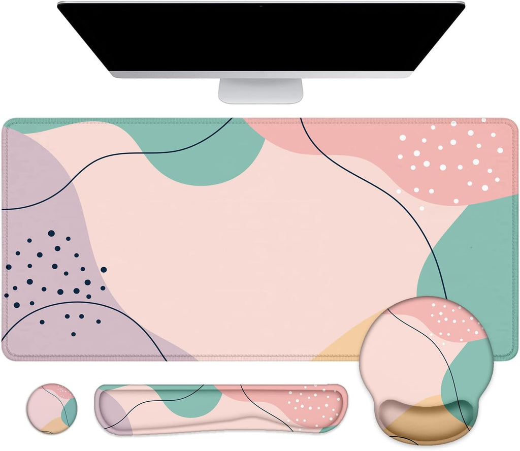 Large Desk Mat, Mouse Pad with Wrist Support, Keyboard Wrist Rest Set by Lateefah