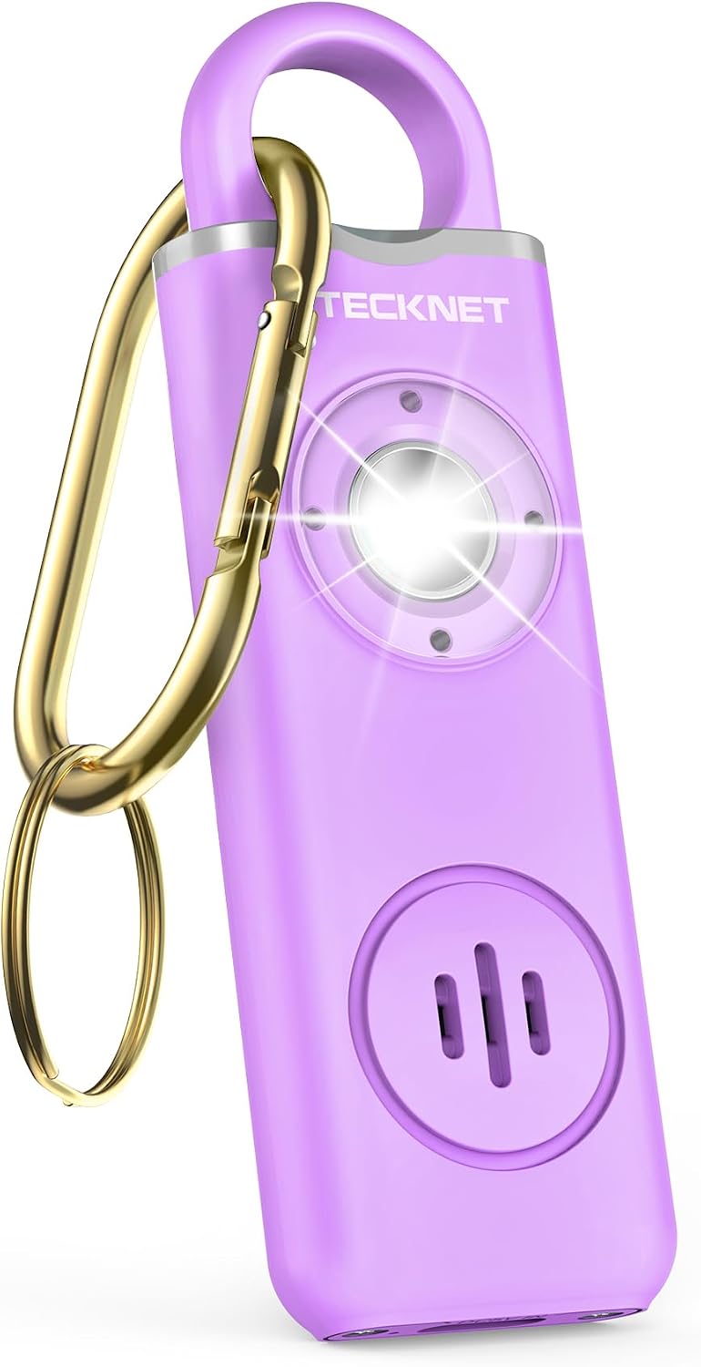 TECKNET Rechargeable Personal Safety Alarm for Women, 130dB Self Defense Keychain Alarm with SOS Strobe Light, Low Battery Notice, Loud Siren Safety Keychain for Girls Kids Elderly - Purple by TECKNET