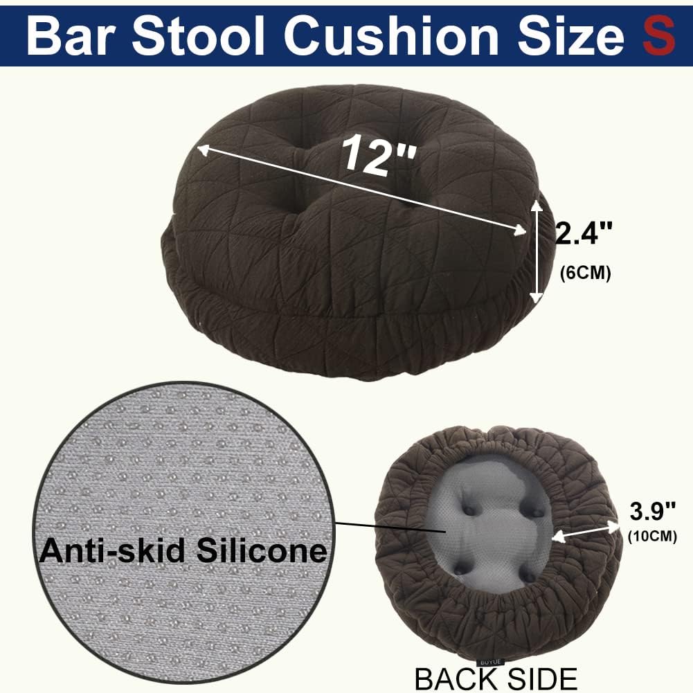 BUYUE Round Bar Stool Seat Cushion, Dia.12 Luxury Fashion Jacquard with Anti-Skid Silicone Bar Stool Cushion Padded (Brown, S,1 Count) - Image 3