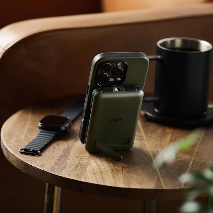 Ridge 20W Magnetic Power Bank Battery Pack 10,000mAh - Fast Charging, Compatible with MagSafe - Portable Charger Flight-Safe Travel Powerbank - Built-in Cables & Magnetic Attachment (Matte Olive) - Image 8
