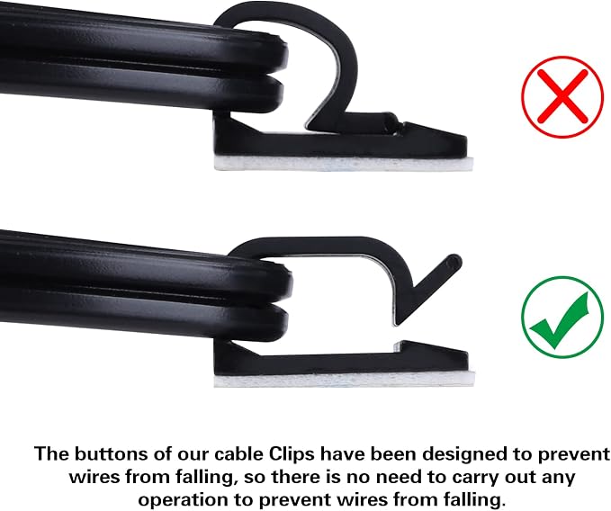 XHF 5/8” Adhesive Cord Clips White 60PCS, Outdoor Christmas Light Clips, Cable Management Staples for Under Desk, Car, Wall, TV, PC, Ethernet - Image 4