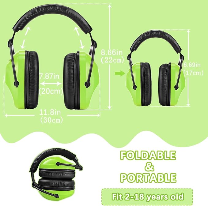 ZOHAN Kids Ear Protection 2 Pack, 25dB NRR Noise Cancelling Headphones for Kids, with Pillowy Pads, for Monster Truck, School, Autism, Sensory, Fireworks, Concerts, Events (Orange+Green) - Image 6