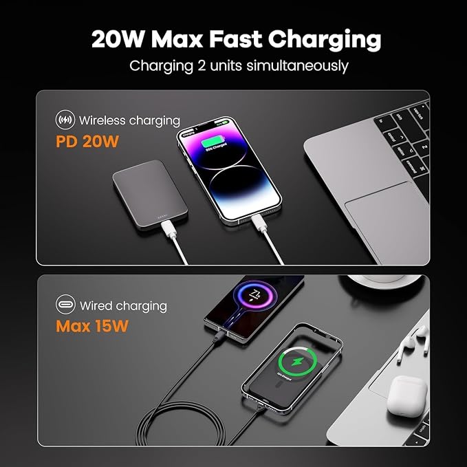 Magnetic Portable Charger – Industry-First Titanium Power Bank, 10,000mAh Ultra-Slim 0.5-Inch Design, 20W Fast Charging Battery Pack for iPhone 17/16/15/14/13/12/Air Series - Image 5