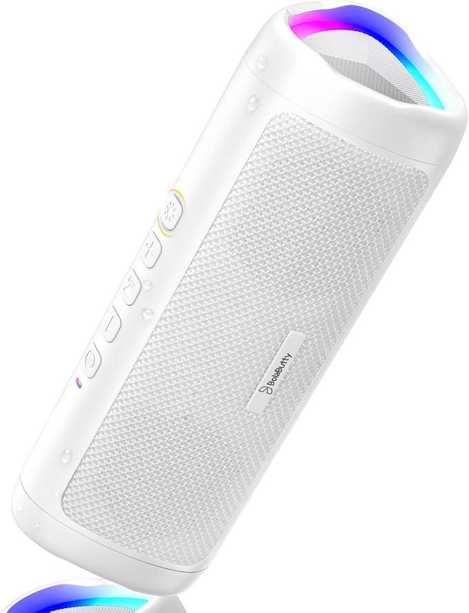 Bluetooth Speaker, 20W HD Sound, Portable Wireless, IPX5 Waterproof, Up to 24H Playtime, TWS Pairing, for Home/Party/Outdoor/Camping/Beach Essentials, Electronic Gadgets, Birthday Gift (White) by BolaButty