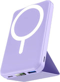 podoru for MagSafe Power Bank 10000 mAh, Foldable Magnetic Portable Charger | 22.5W PD Fast Charging, with USB-C Cable LED Display, Wireless Battery Pack for iPhone 17/16/15/14/13/12 Series-Light Purple by PodoruPowerBank