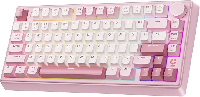 wegear 75% Compact Mechanical Keyboard with Knob for PC/Mac/Laptop-Pink | Hot-Swappable Linear Switch, Tri-Mode Bluetooth/2.4G Wireless/USB-C Wired, Gasket Gaming Keyboard, PBT, RGB Backlit, 79 Keys - Image 8