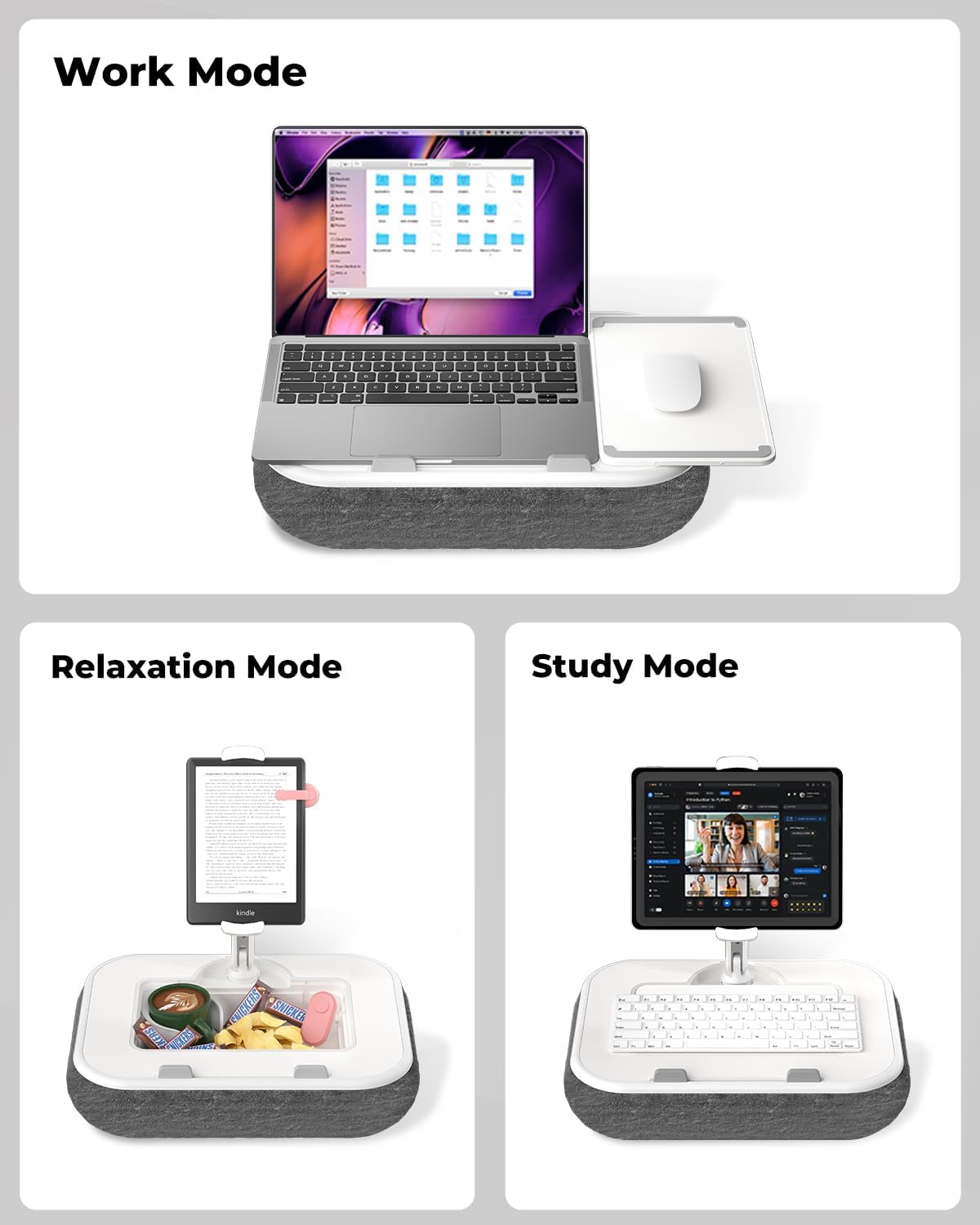 Laptop Lap Desk with Pillow Stand, 360° Tablet Holder - Image 5