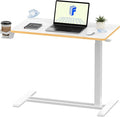 FLEXISPOT H7 32" Pneumatic Height-Adjustable Overbed Table with Wheels | C-shaped bedside table TV Tray,Medical End Side Table,Laptop desk for Hospital Home office use,31.5"Wx17.7"D,White Maple by Unknown