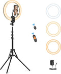 20W 12" Selfie Ring Light with 63" Tripod Stand/Phone Holder by QEUOOIY