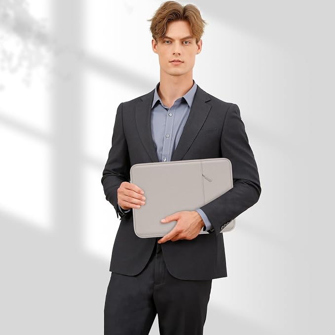 MOSISO Laptop Case 14 inch, Laptop Sleeve Bag with Pocket | Compatible with HP Lenovo Dell ASUS Acer, HP Stream, Dell Latitude, Polyester Vertical Computer Bag, Stone Gray - Image 7