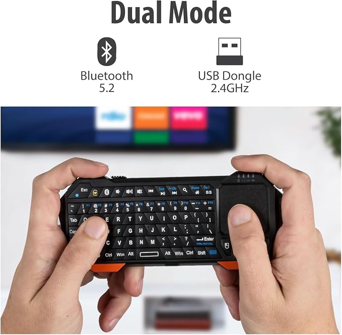 Fosmon Mini Bluetooth Keyboard (QWERTY Keypad), Wireless Portable with Touchpad, Compatible with Apple TV, Amazon Fire Stick, PS4, PS4 Pro, PS5, HTPC/IPTV, VR Glasses, Smartphones - Image 2