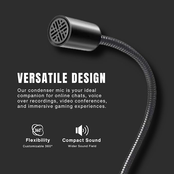 Gooseneck USB Microphone for PC - Plug & Play Computer Mic With Mute Button - Condenser Gaming Microphone - Omnidirectional USB - Image 3