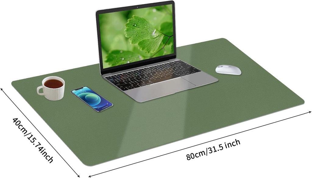 Green Desk Mat, Desk Matt for Desktop, Large Leather Desk Pad, Desk Pad Mat Waterproof, Computer Mat for Office/Home/Decor/Desk Protector(31.5 x 15.7 Inches) - Image 6