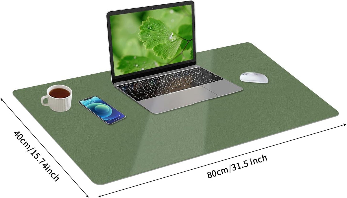 Green Desk Mat, Desk Matt for Desktop, Large Leather Desk Pad, Desk Pad Mat Waterproof, Computer Mat for Office/Home/Decor/Desk Protector(31.5 x 15.7 Inches) - Image 6