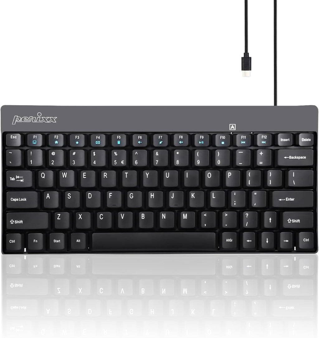 Perixx PERIBOARD-422 Wired USB-C Mini Keyboard, USB Type C Connector, Black, US English Layout by Perixx