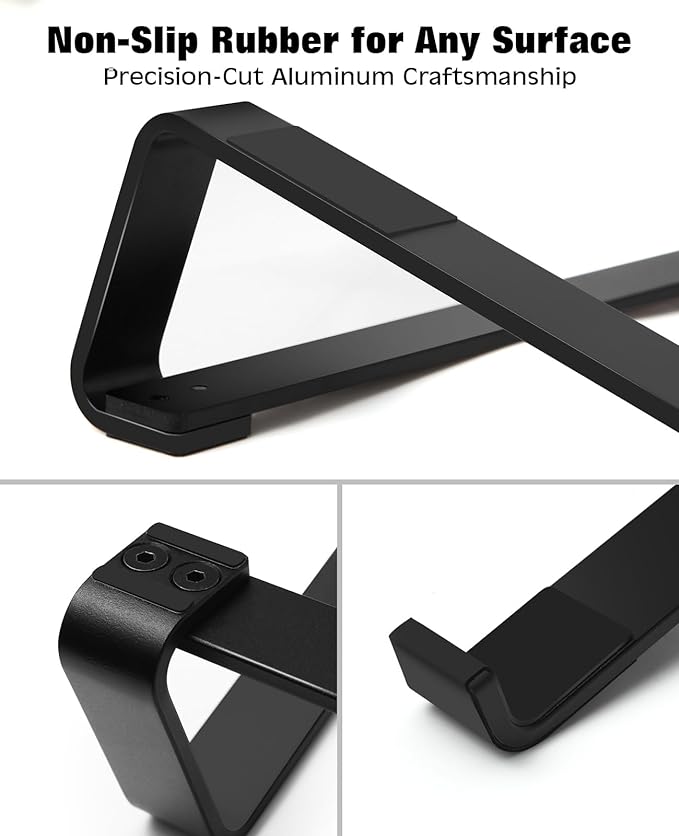 Thibault Aluminum Laptop Stand for Desk - Cooling Ergonomic Design - Fits MacBook Air Pro/DELL/HP/Lenovo/ThinkPad/Alienware - 13/14/15.6/16 -Easy Assembly- Ventilated Laptop Stand for Optimal Airflow - Image 3