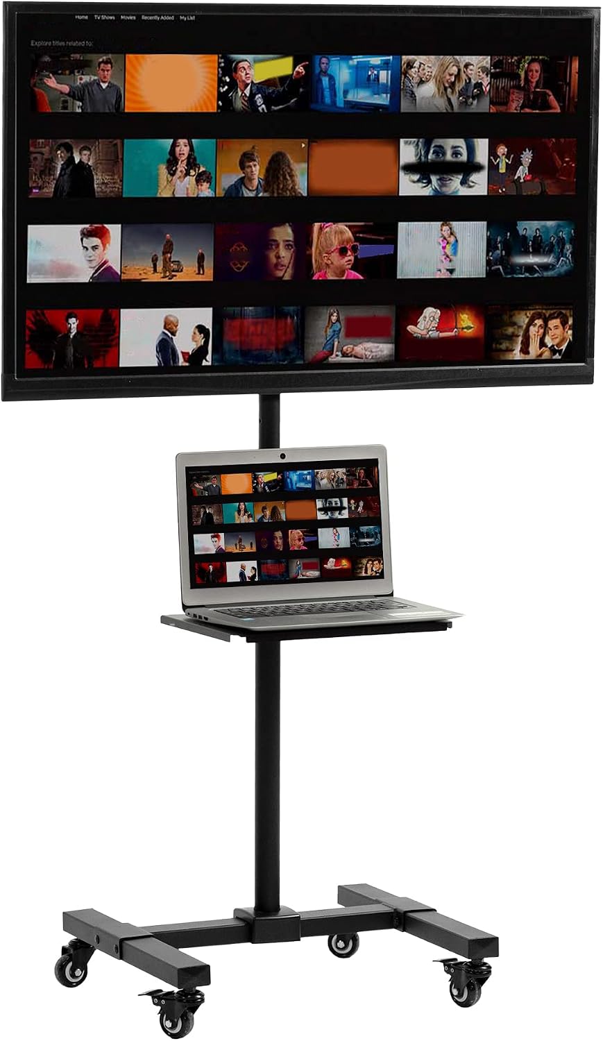 VIVO Height Adjustable TV Cart with Wheels & Shelf for 13-50 in Screens by VIVO