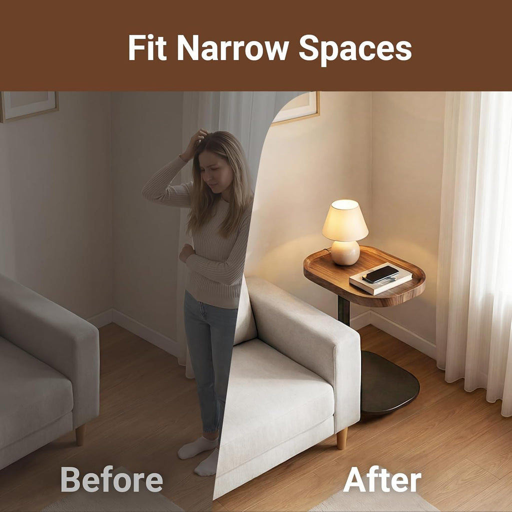 Adjustable Height TV Dinner Tray Table for Eating, 360°Swivel Small C Shaped End Side Table for Living Room, Bedroom,Hospital, Couch Armrest Table that Slide Under Sofa, Bed, Desk - Image 6