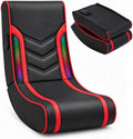 Foldable Floor Gaming Chair with RGB Led Lights for Teens Adults，Black+Red by Anwick