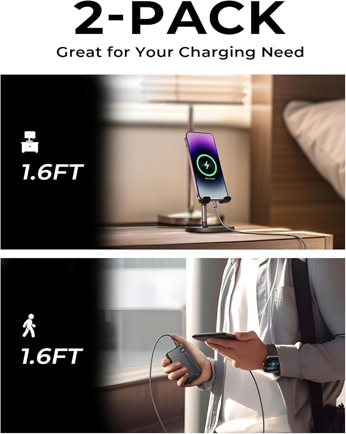 LISEN for iPhone 16 15 USB C to USB C Fast Charging, 60W 2-Pack 1.6ft USB C Cable Type C Fast Charging Charger Cable for iPhone 16 15,Samsung S24 S23 iPad Pro 13 12.9 11 inch, iPad Air 5,Black - Image 2
