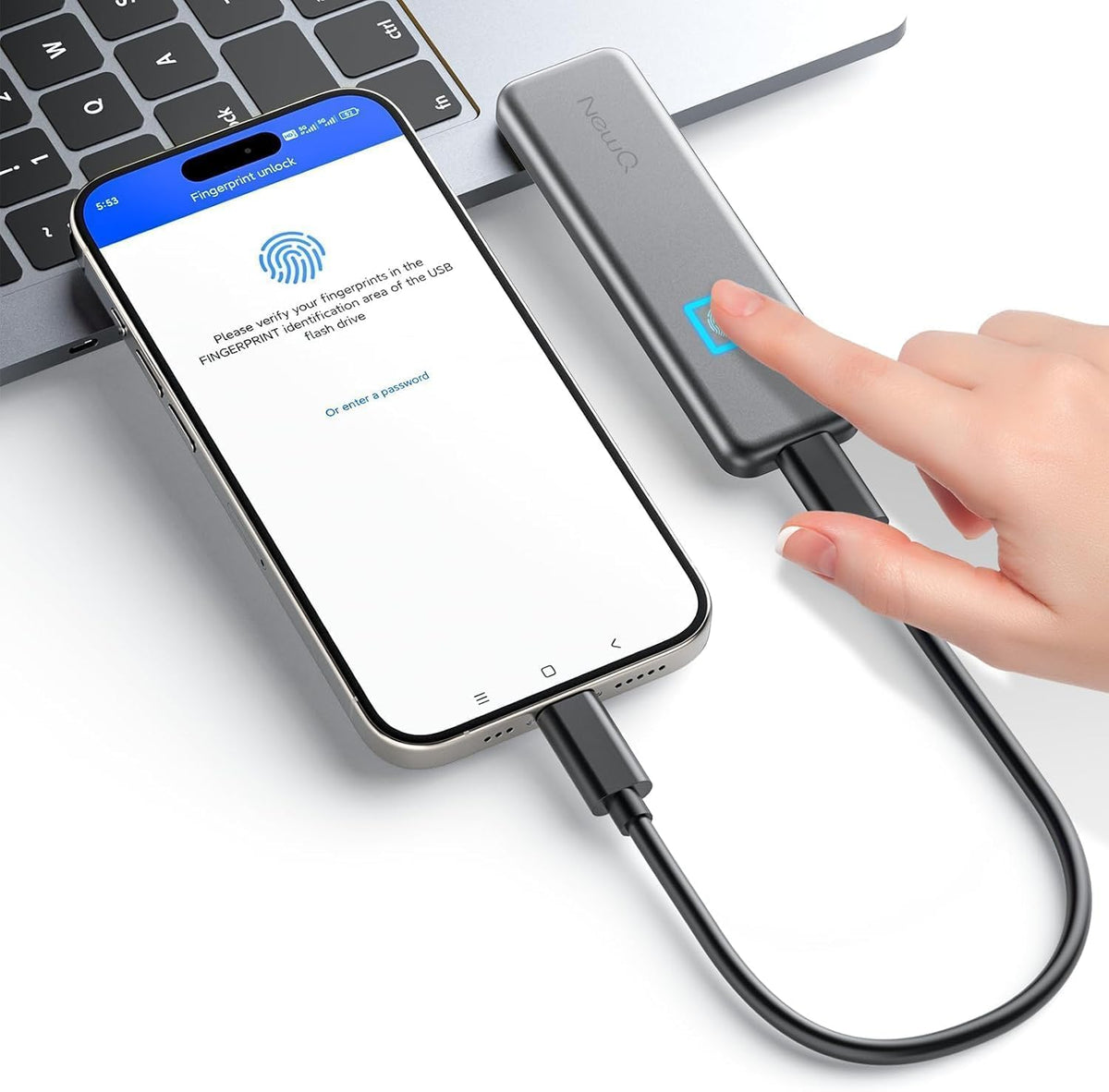NEWQ 2TB Touch Portable SSD with Fingerprint Encryption USB-C by NEWQ