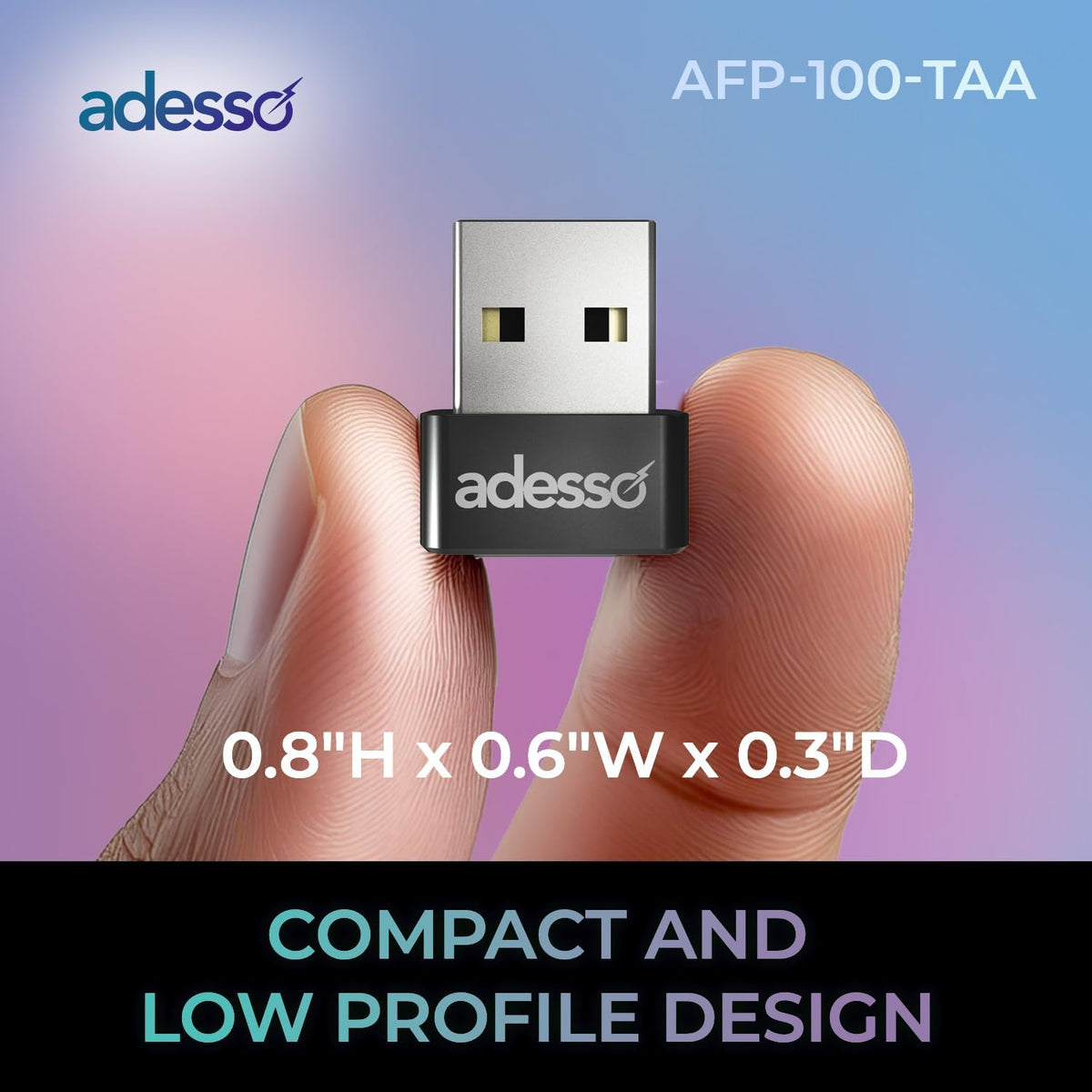 Adesso USB Fingerprint Reader Windows Hello Compatible Built-in Biometric Security AES256 Encryption Made in Taiwan TAA Compliant AFP-100-TAA - Image 6