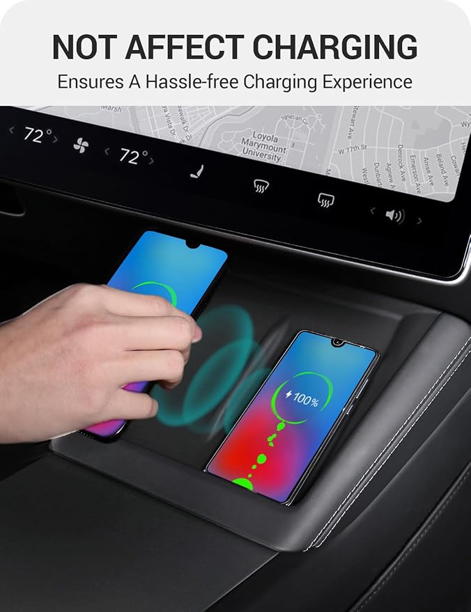 BASENOR Center Console Wireless Charger Mat for 2024-2026 Model 3 Highland | Silicone Cover Wireless Charging Phone Pad [Proprietary Design] Interior Accessories - Image 4