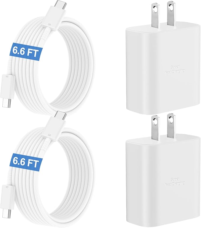 45W Super Fast Charger USB C Android Phone Type C Charger Fast Charging Block with 6.6FT Cord for Samsung Galaxy S26/S26 Ultra/S26+/S25 Ultra/S25/S24 Ultra/S24/S23 Ultra/S22/S21/S20/Note 10, White by Ubearkk