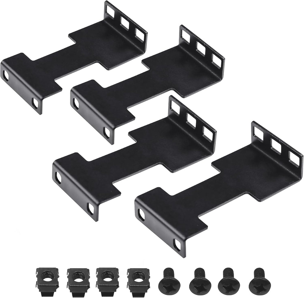 4 Pcs Server Rack Depth Extender, 1U Recessed Rack Extender Deep Mount Adapter Kit for Network Rack by Aiwaiufu