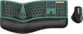 ProtoArc EKM01 Plus Wireless Ergonomic Keyboard Mouse Combo - Green | Full-size Split Keyboard with Cushioned Wrist Rest, Ergonomic Mouse, 3-Device Bluetooth/2.4G, USB-C Rechargeable by ProtoArc