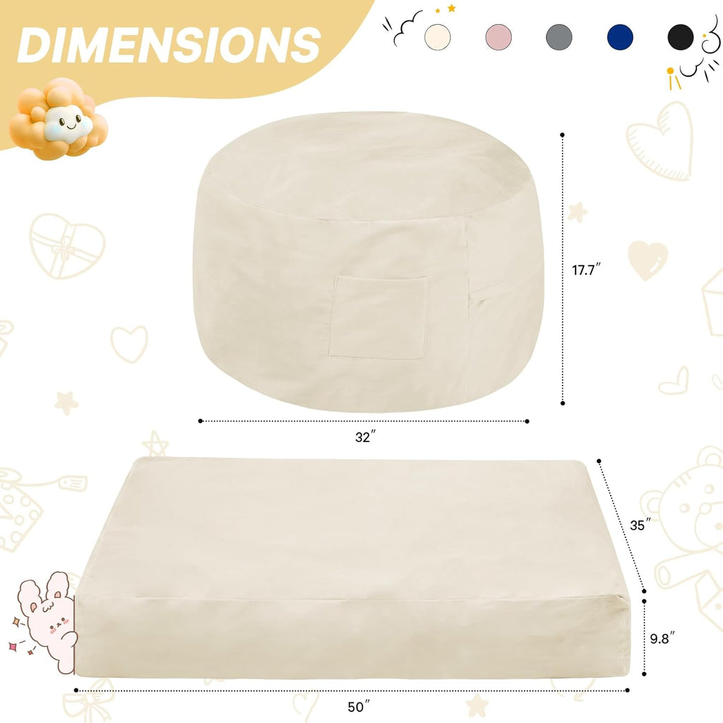 Bean Bag Chairs for Kids- Small Bean Bag Convertible Floor Sofa - Image 3