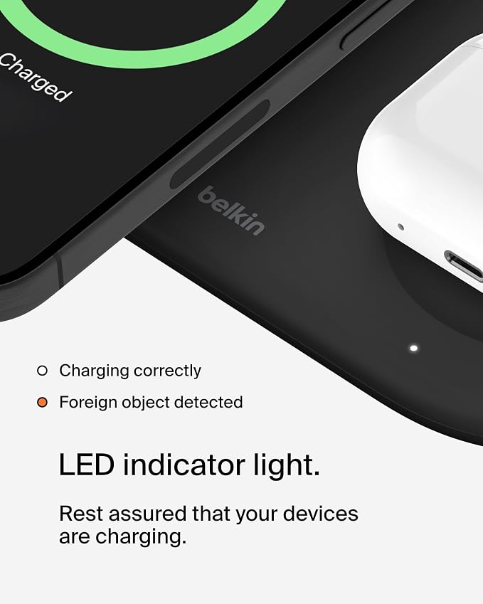 Belkin Qi2 15W Magnetic Wireless Charging Pad, 3 in 1 Fast Charger | MagSafe compatible, iPhone 17/16/15, AirPods, Apple Watch compatible, multi-device charging station, Magnetic - Image 6