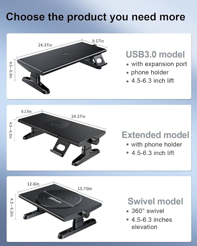 Monitor Stand Riser for Desk,360°Rotation Freely Height Adjustable by Knob,4.4-5.8 Inches,Ergonomic Monitor Stand Mount, Desktop Monitor Stands Riser for Computer,Laptop,Printer,Tv,White - Image 7