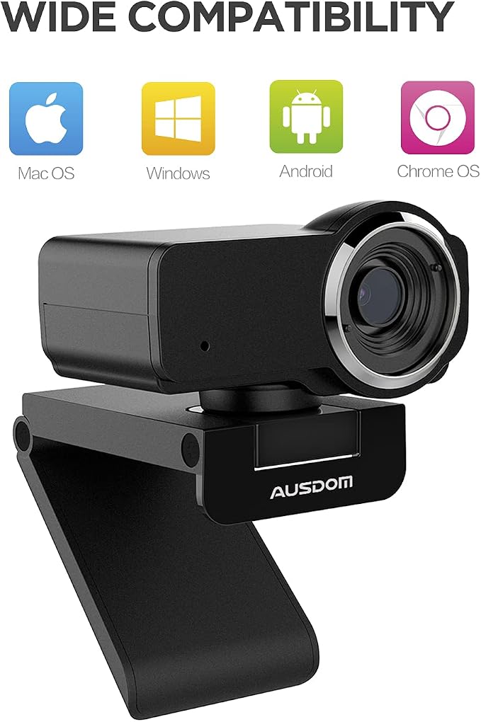 AUSDOM AW635 HD 1080p Webcam with Microphone, Plug & Play USB Streaming Webcam 60° Wide Angle with Low Light Correction for PC Mac Computer Laptop Online Class Zoom Webex Skype Google Meet Teams - Image 7