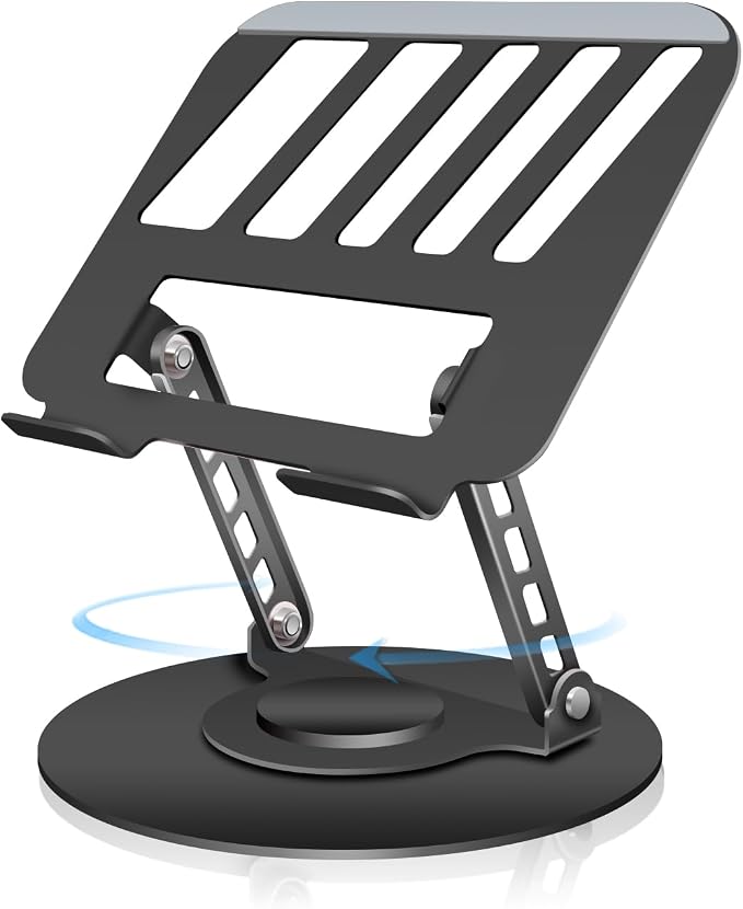Compatible 360° Rotating Adjustable Laptop Stand, Fully Foldable Dual Rotary Shaft Laptop Riser Portable Standing Desk, Fits MacBook & All 10-15 Inch Laptops - Black by ZSAUTHREE
