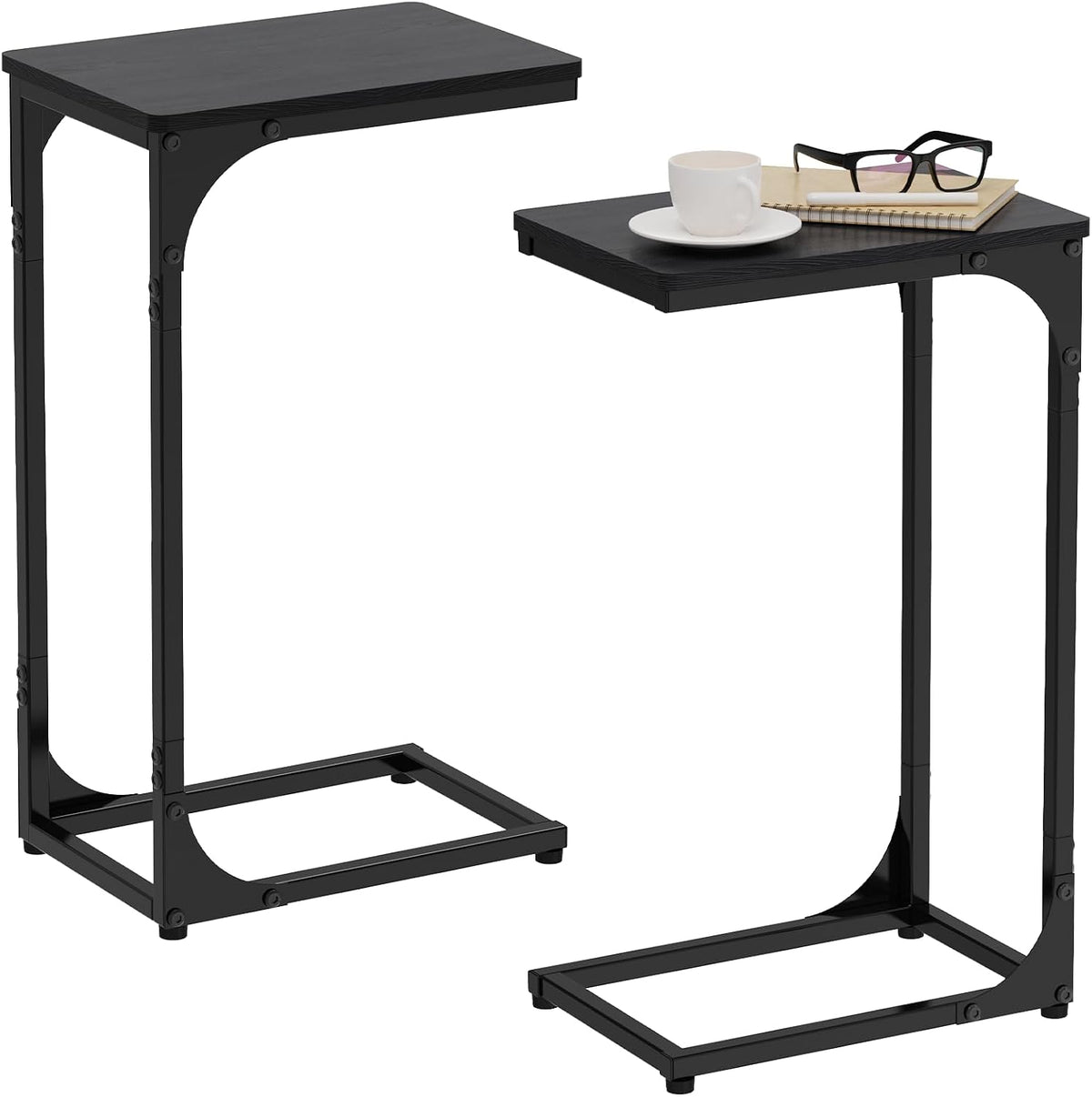C Shaped End Tables Couch Table TV Trays Set of 2, 7" Wide, Black by JCMCDO