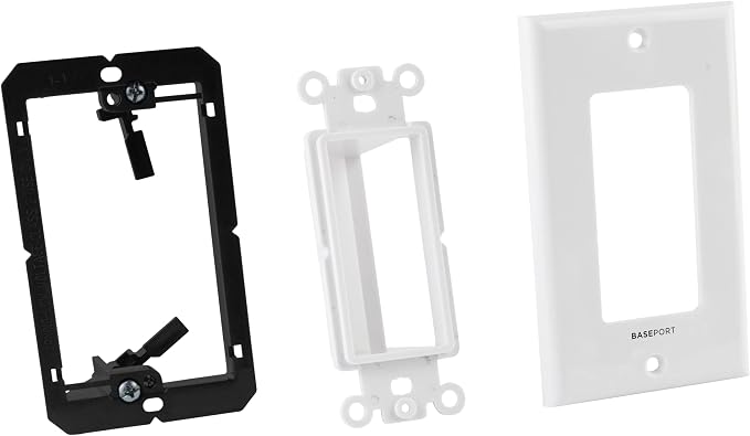 Recessed Cable Wall Plate for Behind Wall Cable Management - White Wall Plate Cable Pass Through with Low Voltage Mounting Bracket to Hide TV Cords for Wall Mount TV, Side Opening, 2 pack - Image 4