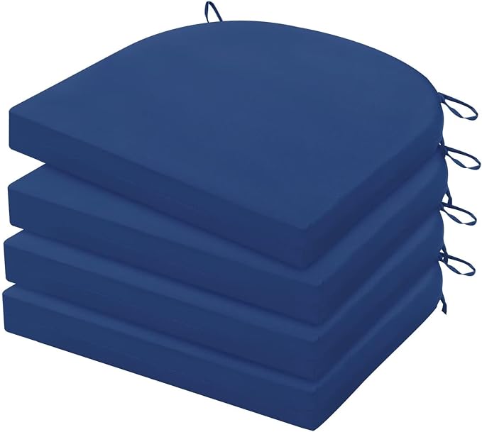 HARBOREST Outdoor Chair Cushions Set of 4, Water Resistant Patio Chair Cushions with Ties, Outdoor Seat Cushions for Patio Furniture, 17"x16"x2", Royal Blue by HARBOREST