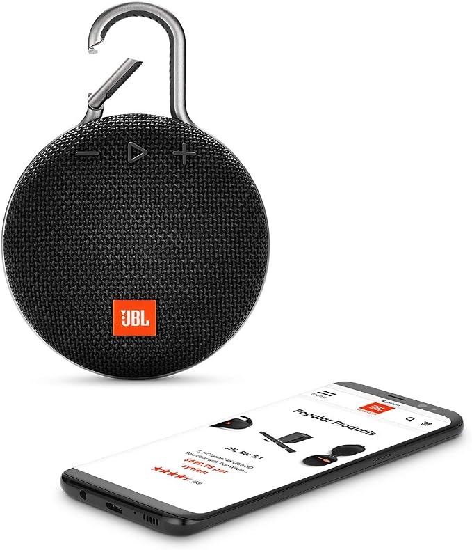 JBL Clip 3, Black - Waterproof, Durable & Portable Bluetooth Speaker - Up to 10 Hours of Play - Includes Noise-Cancelling Speakerphone & Wireless Streaming | Wireless Bluetooth Streaming, Up to 10 Hours of Playtime, IPX7 Waterproof, Integrated Carabine... - Image 5