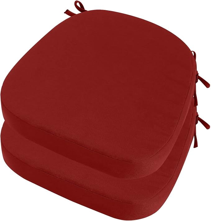 idee-home Outdoor Chair Cushions Set of 2, 19" x 19" D-Shaped | Thick Outdoor Seat Cushions Waterproof Patio Furniture with Ties Dining Pads by idee-home