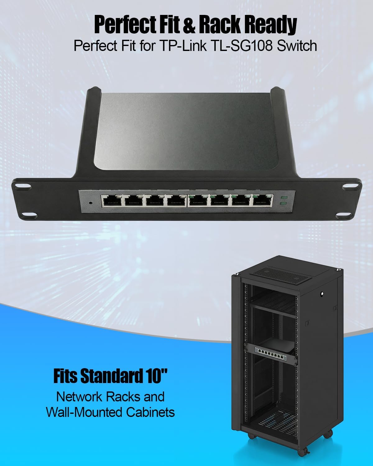 1U 10In Network Rack Mount Fit for TP-Link TL-SG108 8-Port Switch - Image 2