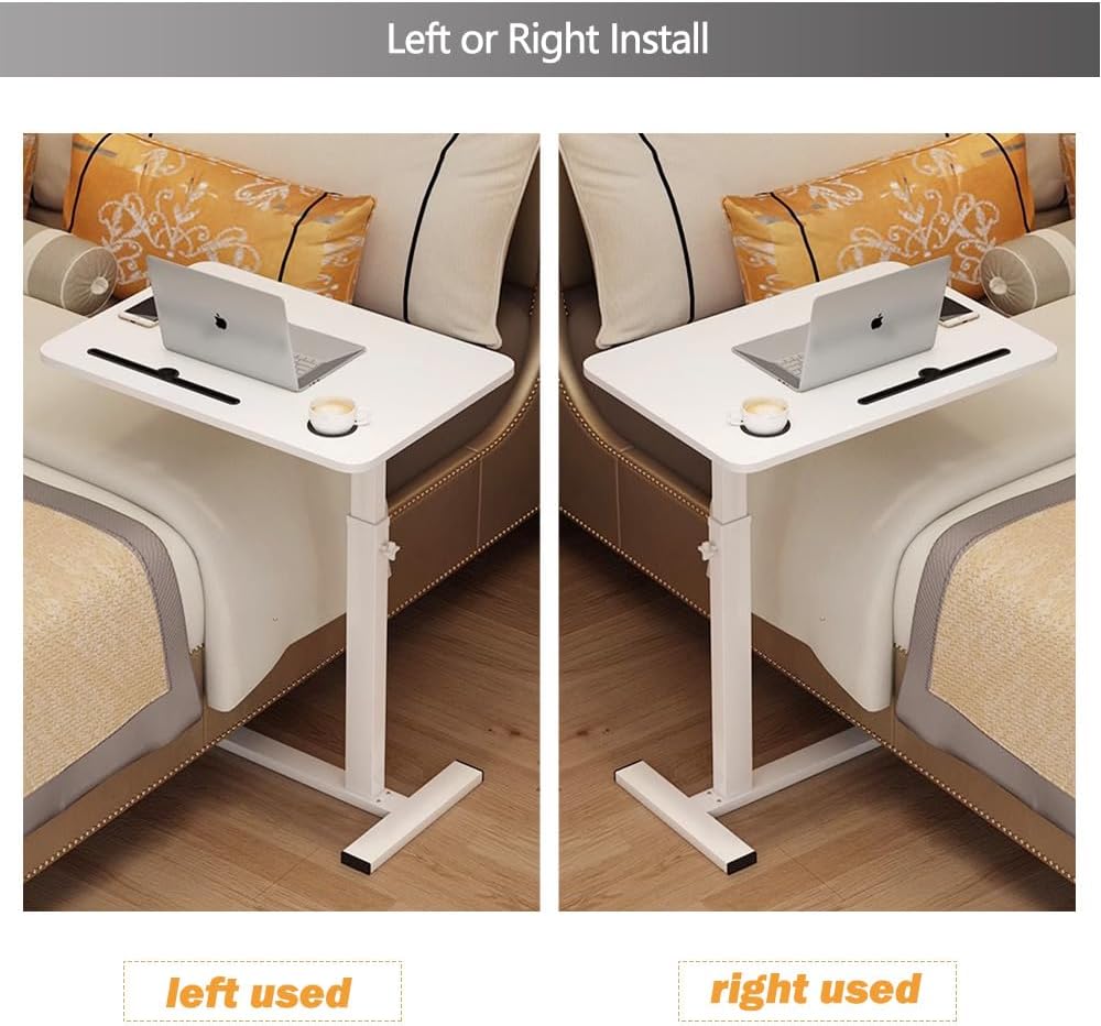 Over the Bed Table with Hidden Wheels,Height Adjustable Bedside Table Tray - Image 8