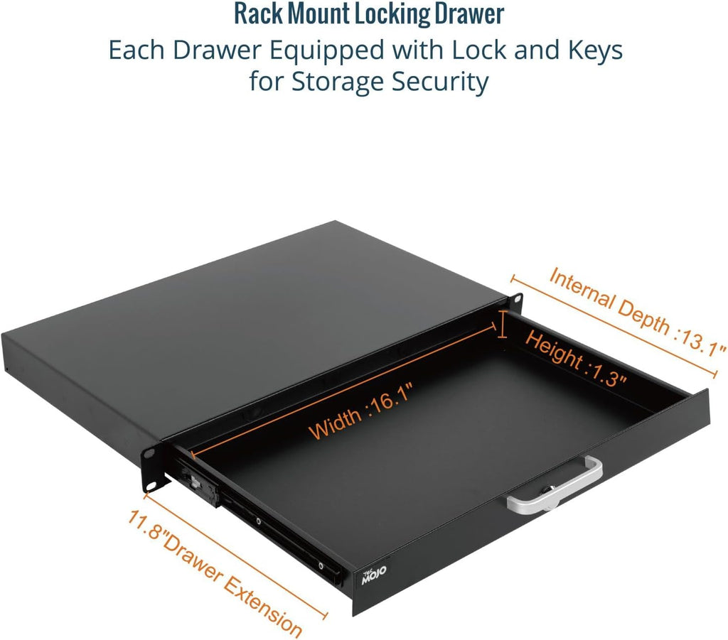 Tecmojo 1U Rack Drawer,Rack Mount Drawer for 19in Network Equipment/Server/AV Rack or Cabinet Enclosure,Sliding and Lockable Server Rack Drawer - Load-Bearing 44lb (20kg),with Cable Management Holes - Image 3