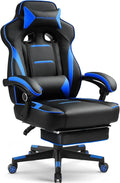 GTPLAYER Gaming Chair with Footrest, 350LBS Big and Tall Office Chair, Ergonomic High Back Lumbar Support and Recliner for Back Pain Relief, Blue by GTPLAYER