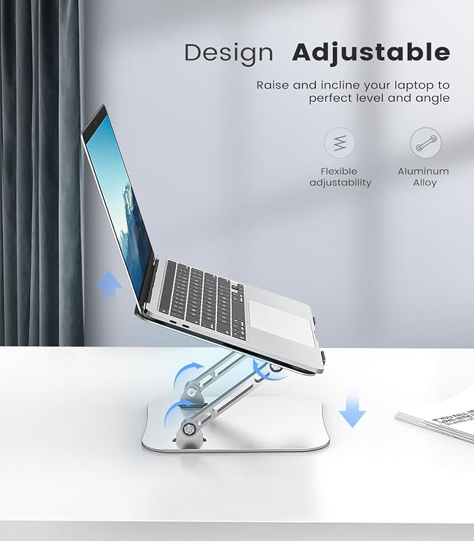 Orlian Laptop Stand Adjustable Computer Stand Sturdy Aluminum Laptop Stand for Desk Foldable Laptop Holder Portable Riser for 11–16-inch Laptop Notebook Tablet and More, Silver - Image 4