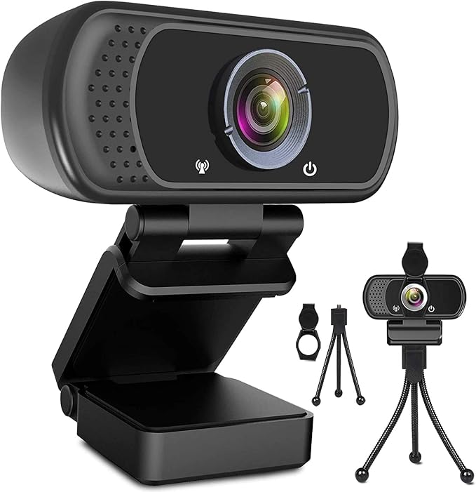 ToLuLu 1080P Webcam with Microphone, HD Webcam Web Camera with Tripod Stand | Widescreen USB Computer Camera, Streaming Mic Web cam for Online Calling/Conferencing,Facetime/YouTube Desktop Laptop PC by ToLuLu
