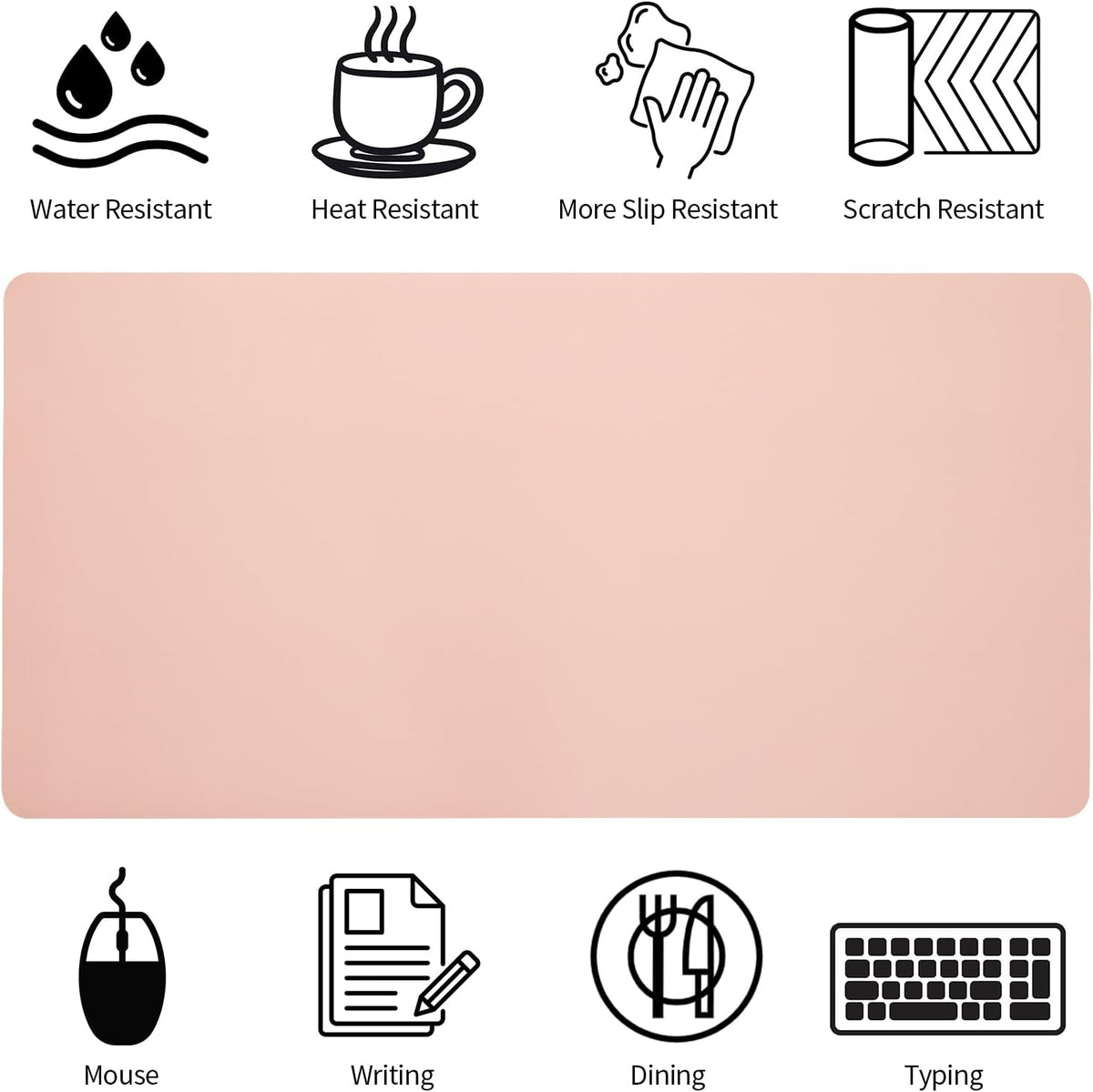 Pink Desk Mat, Waterproof Non-Slip Leather Desk Pad, Large Mouse Pad, Desk Writing Pad, Desk Mat for Keyboard and Mouse Desk Organizers and Accessories (31.5×15.7 Inches) - Image 5